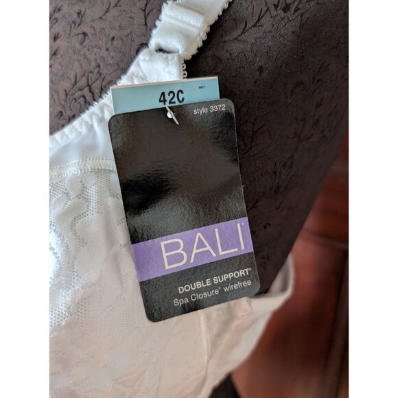 Bali Double Support Wirefree Bra Style 3372 Spa White Size 42C Lace Design - Picture 3 of 7